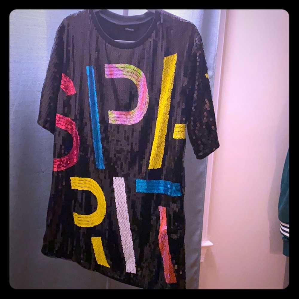 Sequins shirt dress